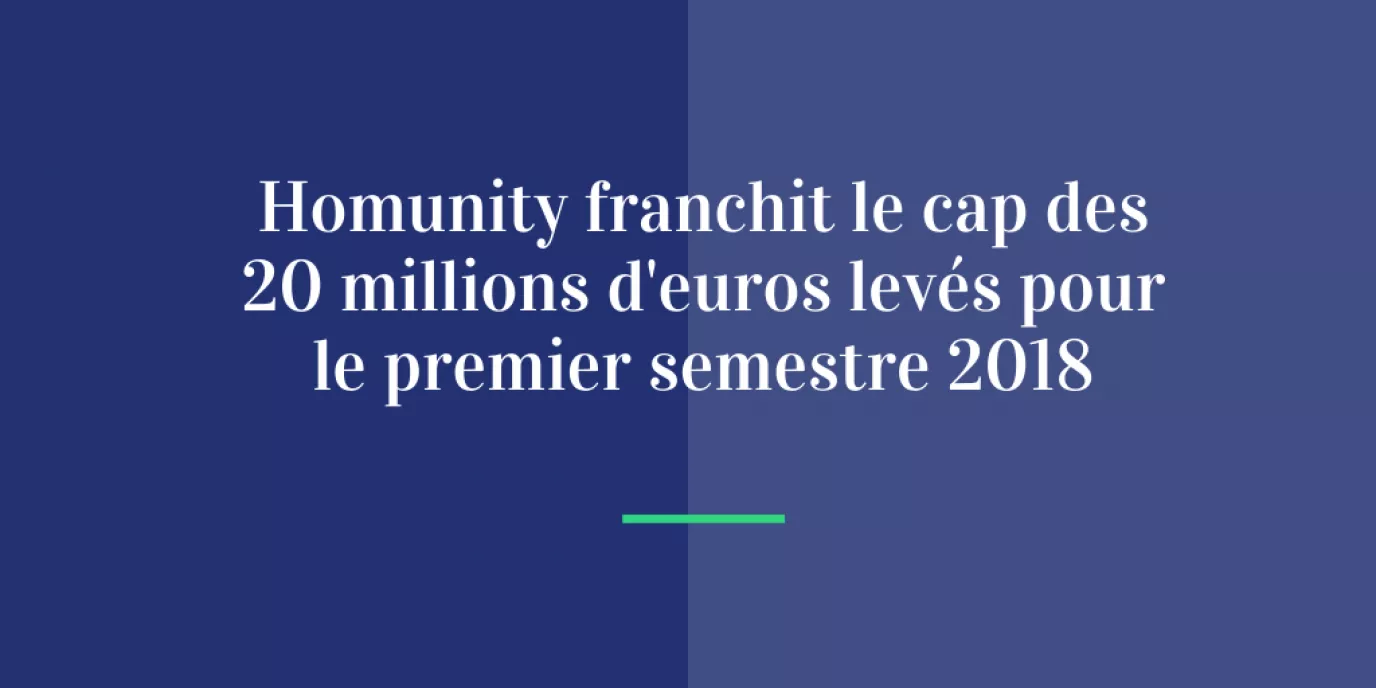 Homunity franchit le cap des 20 millions d’euros levés pour le premier semestre 2018